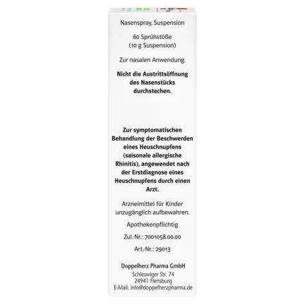 Abbildung der Produktverpackung DoppelherzPharma ALLERGO-MOMELIND 50 Mikrogramm/Sprühstoß Nasenspray, Suspension Seitenansicht rechts